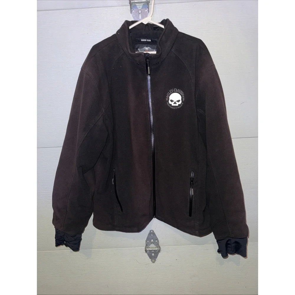 HARLEY-DAVIDSON Cross Roads Fleece Jacket Black w/ Willie G Skull Emblems 2xL